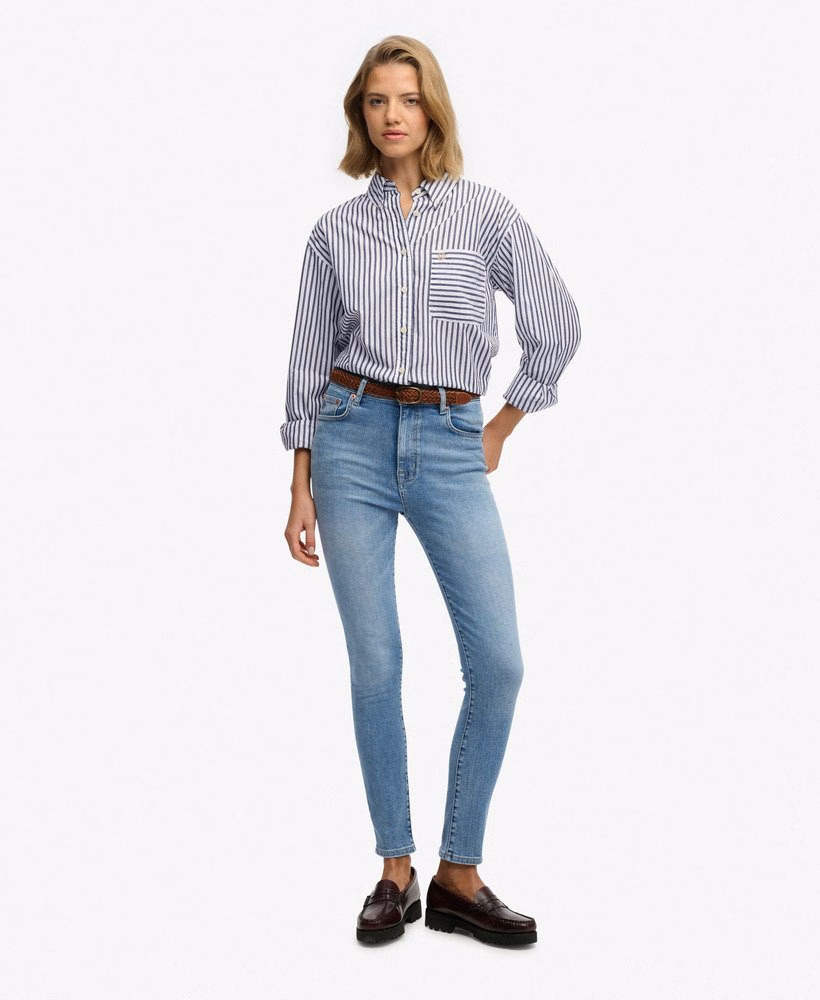 Camisa de manga comprida estilo popeline com modelagem relaxada