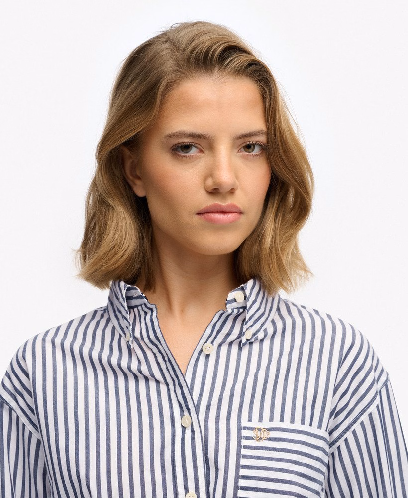 Camisa de manga comprida estilo popeline com modelagem relaxada
