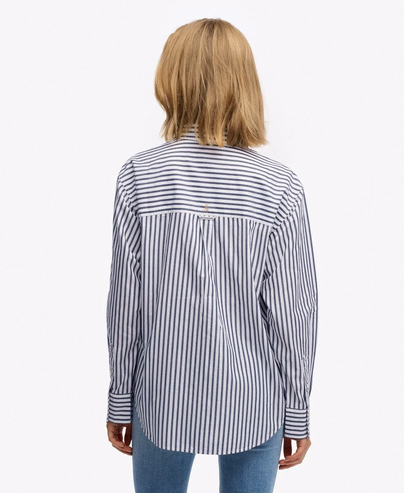 Camisa de manga comprida estilo popeline com modelagem relaxada