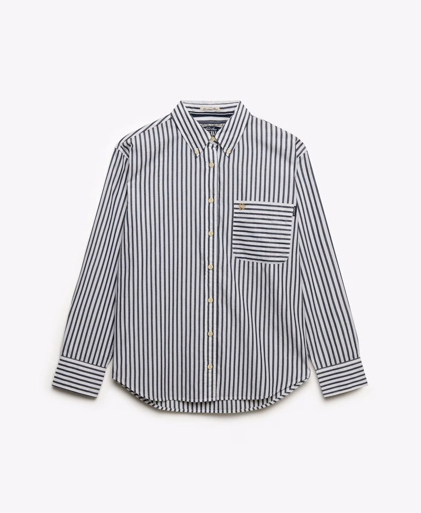 Camisa de manga comprida estilo popeline com modelagem relaxada