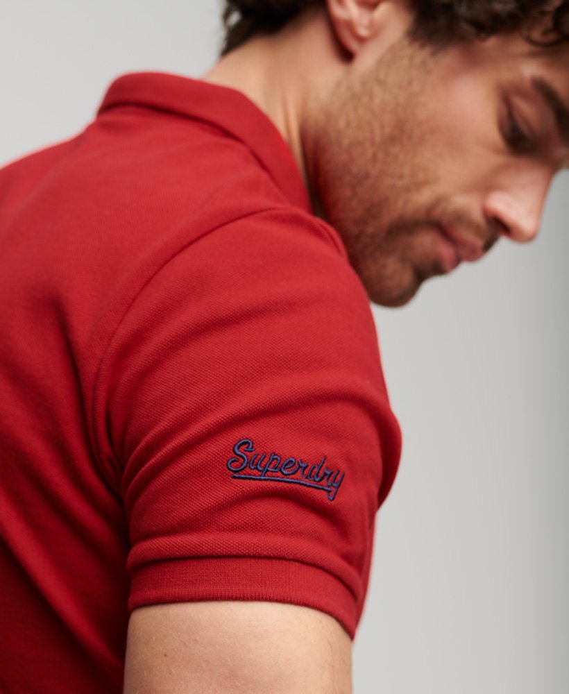 camisa polo de manga curta superstate em algodão orgânico na cor vermelho-rouge