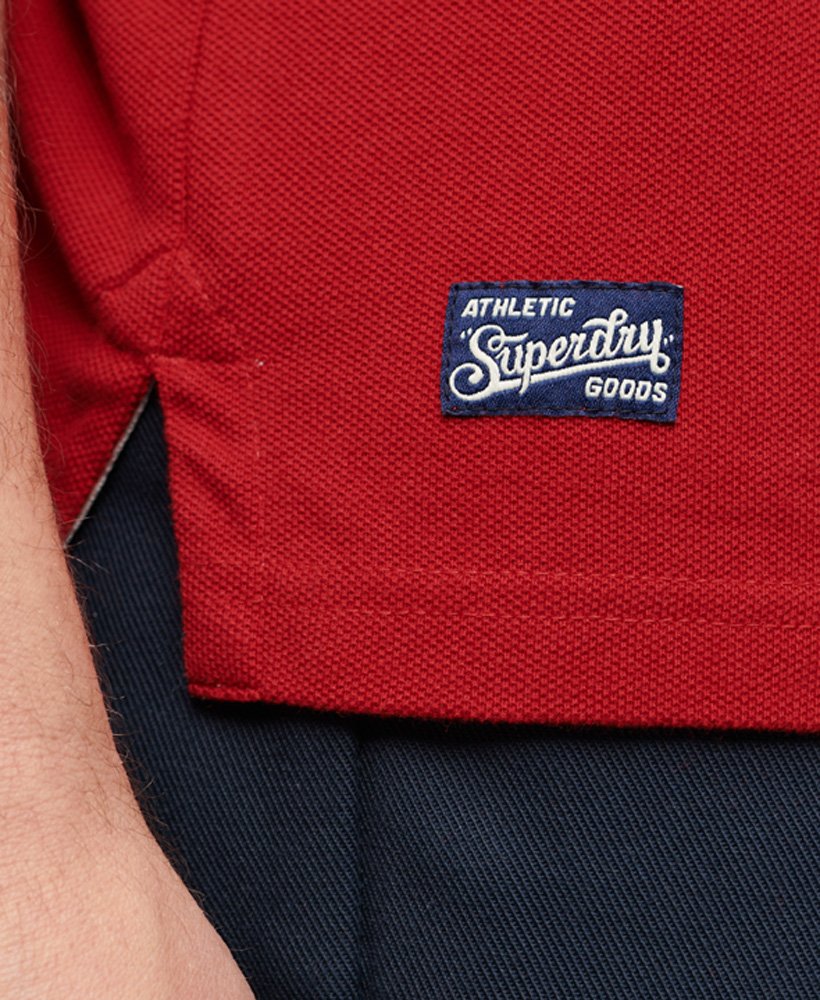 camisa polo de manga curta superstate em algodão orgânico na cor vermelho-rouge