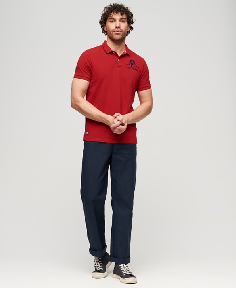 camisa polo de manga curta superstate em algodão orgânico na cor vermelho-rouge