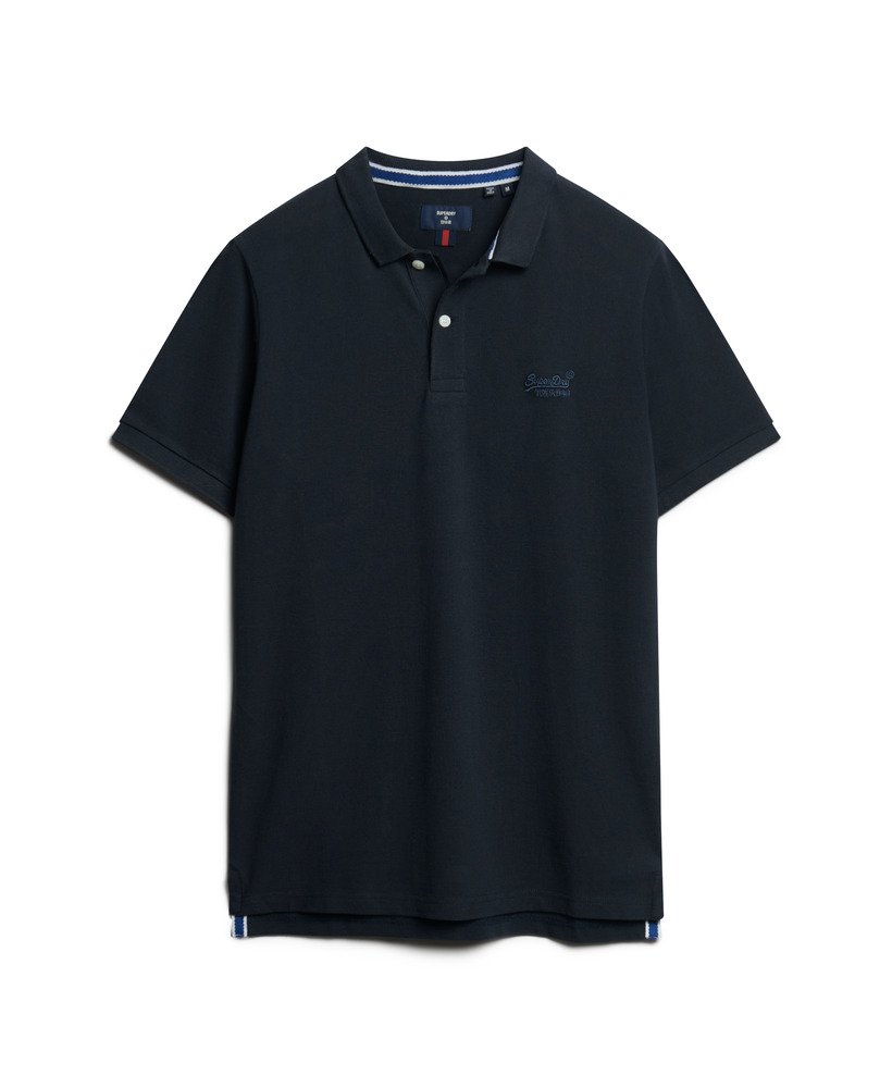 camisa polo clássica em piqué na cor azul-marinho eclipse.