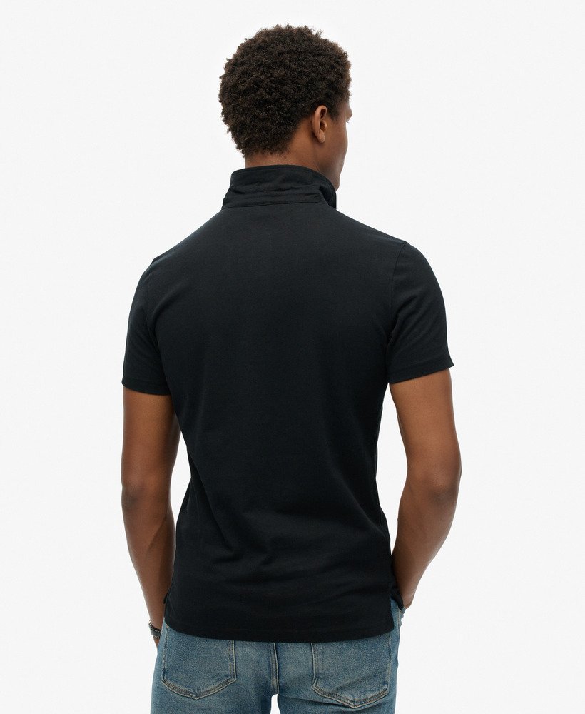 camisa polo jersey na cor preta