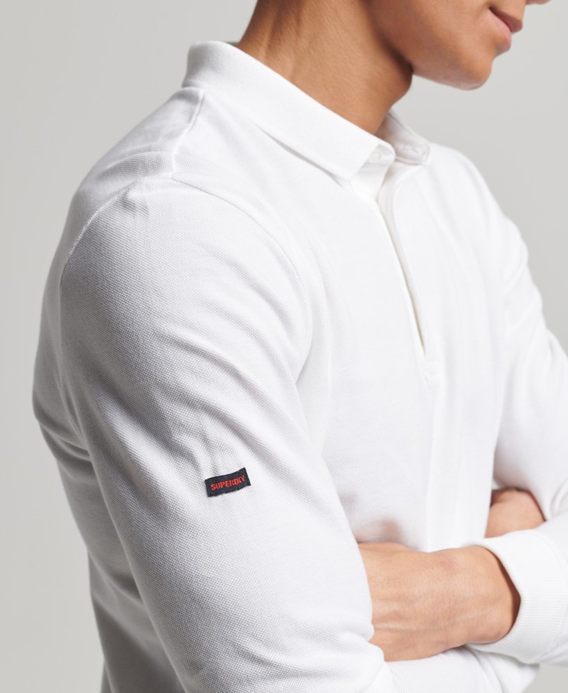 camisa polo de manga comprida em piqué na cor Óptica