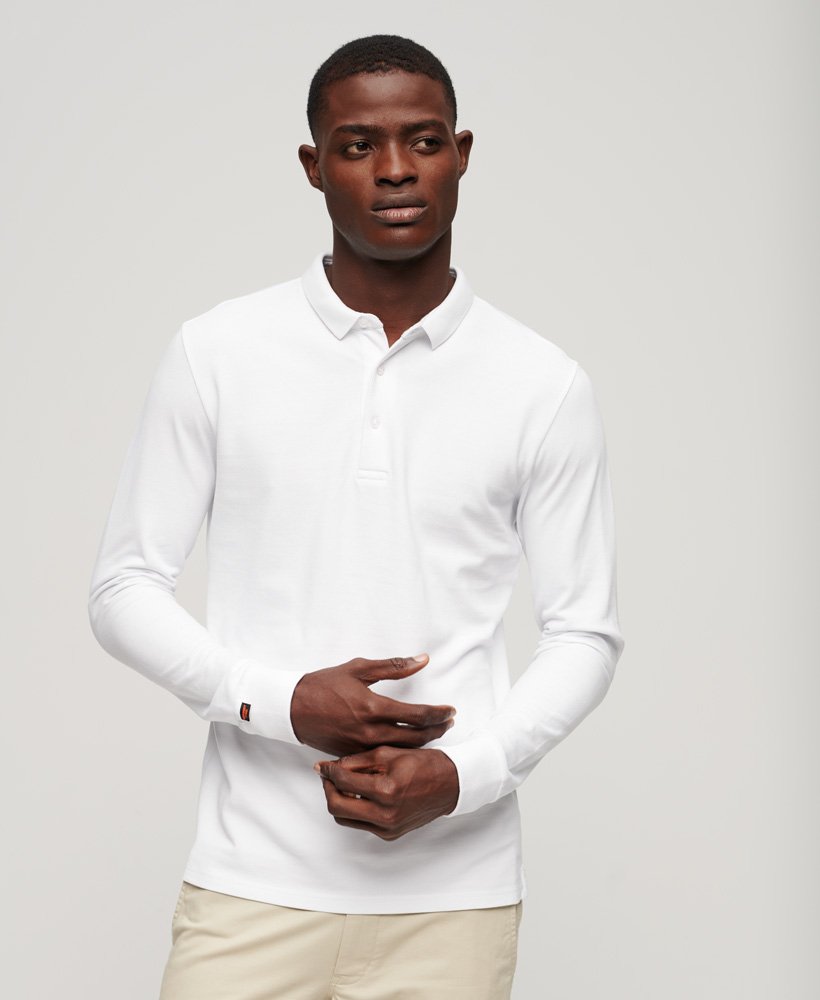 camisa polo de manga comprida em algodão piqué na cor Óptica