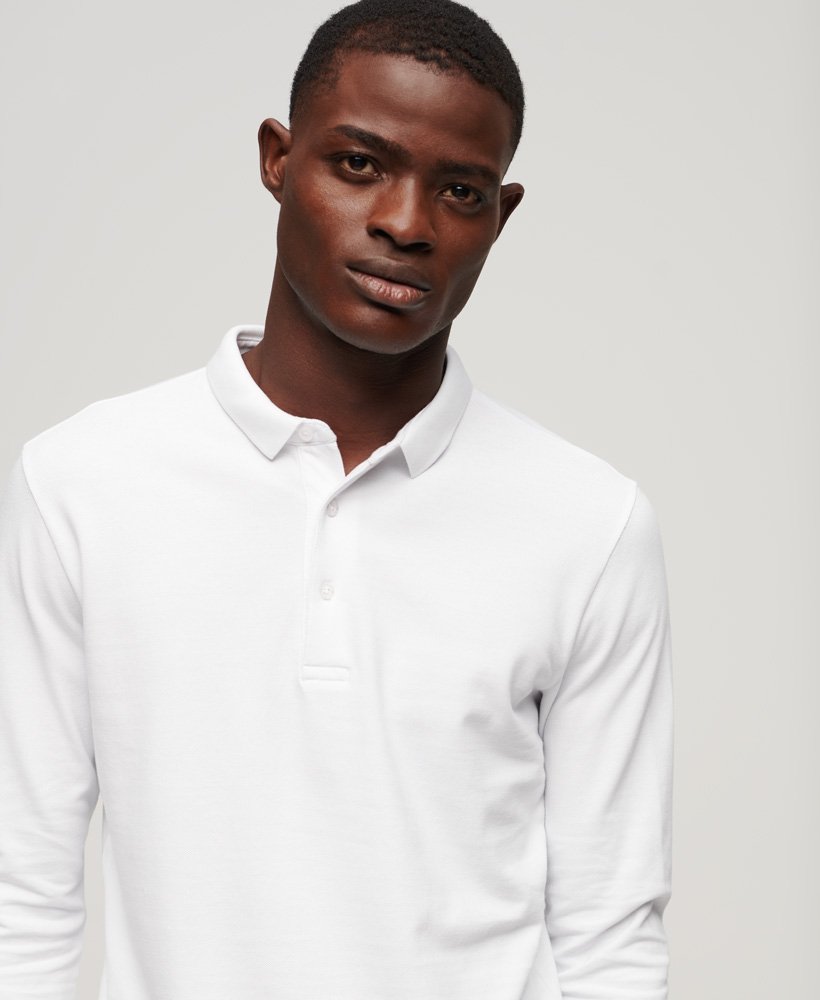 camisa polo de manga comprida em algodão piqué na cor Óptica