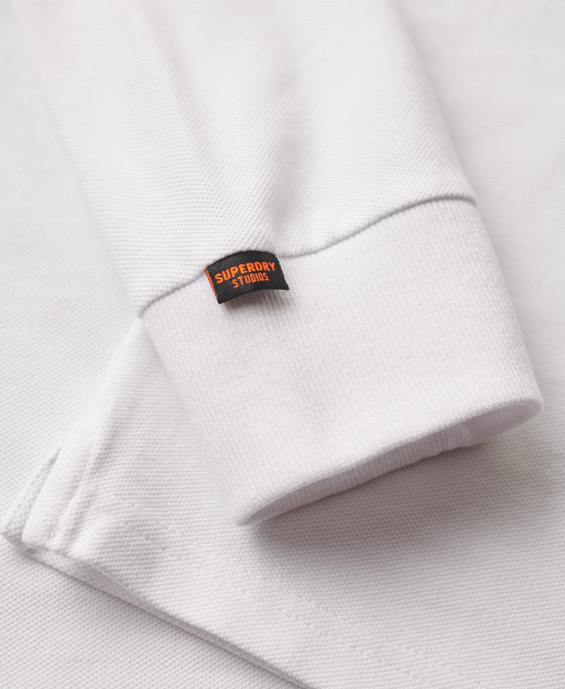 camisa polo de manga comprida em algodão piqué na cor Óptica