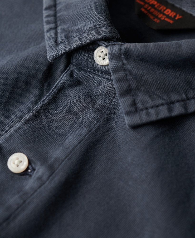 camisa polo de manga comprida studios em jersey na cor azul marinho eclipse.