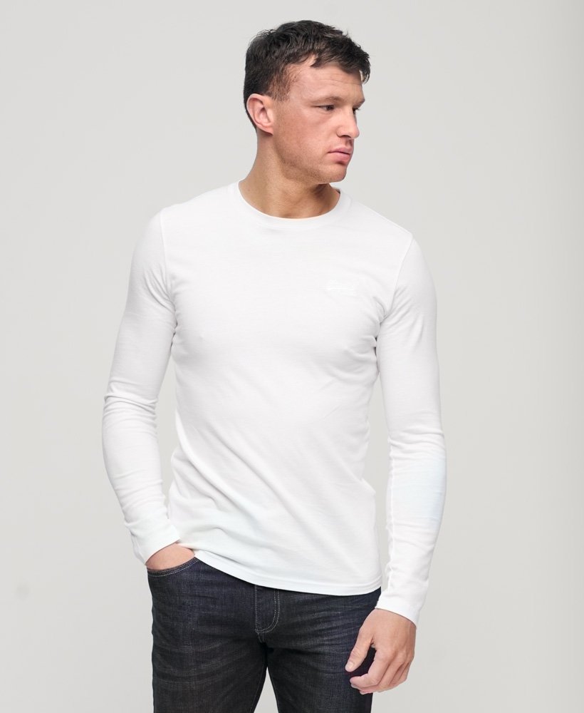 blusa de algodão orgânico com logo vintage bordado na cor optic.