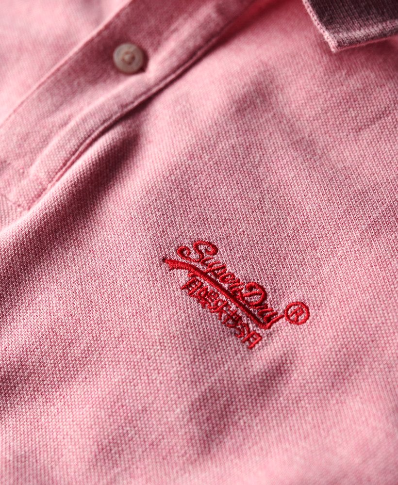 camisa polo clássica em piqué na cor rosa claro mesclado.