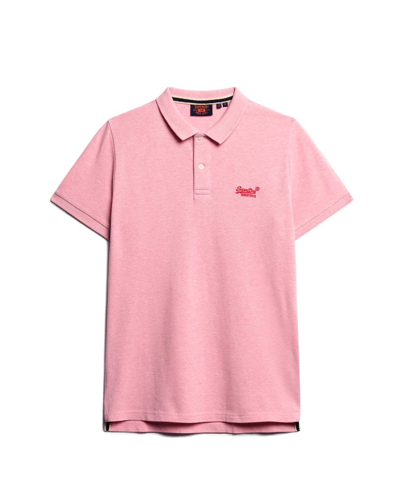 camisa polo clássica em piqué na cor rosa claro mesclado.
