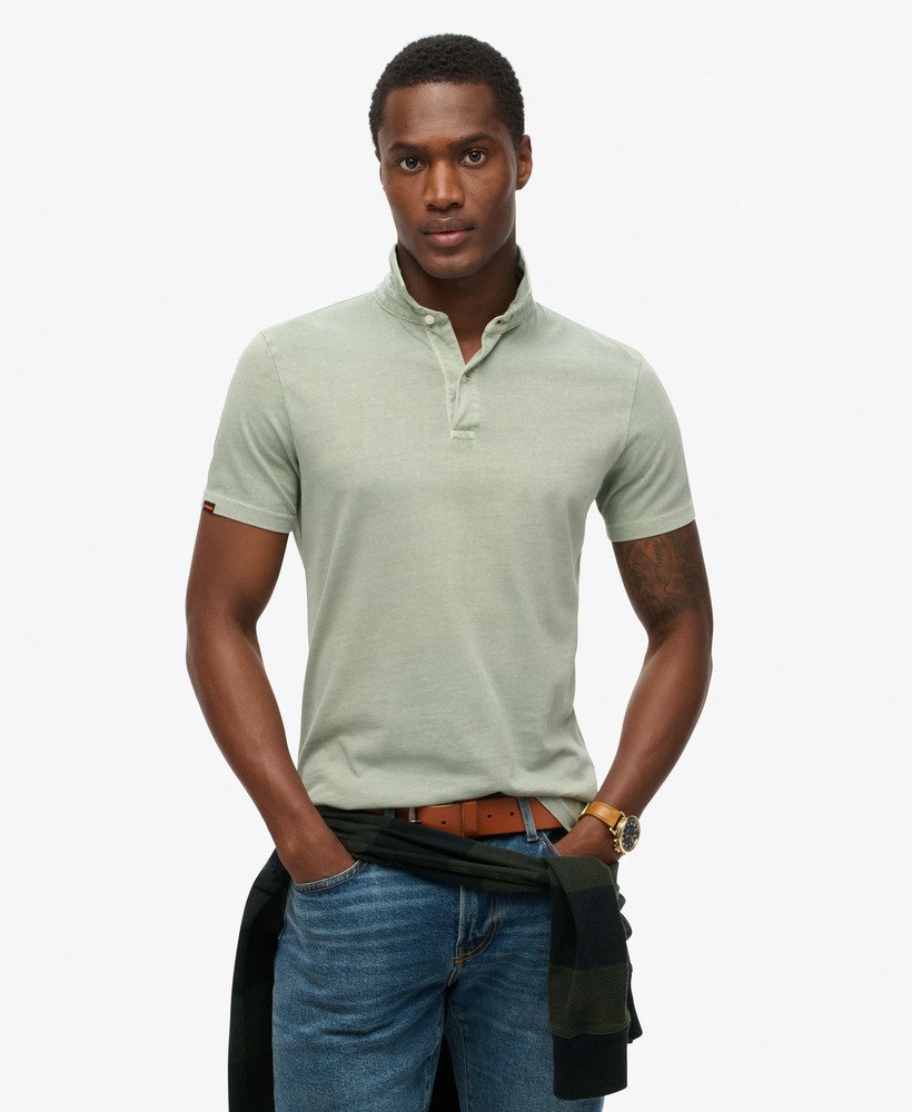 camisa polo jersey na cor verde sálvia do deserto