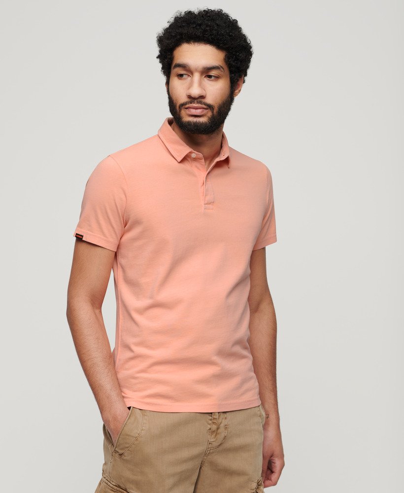 camisa polo jersey na cor rosa pêssego suave