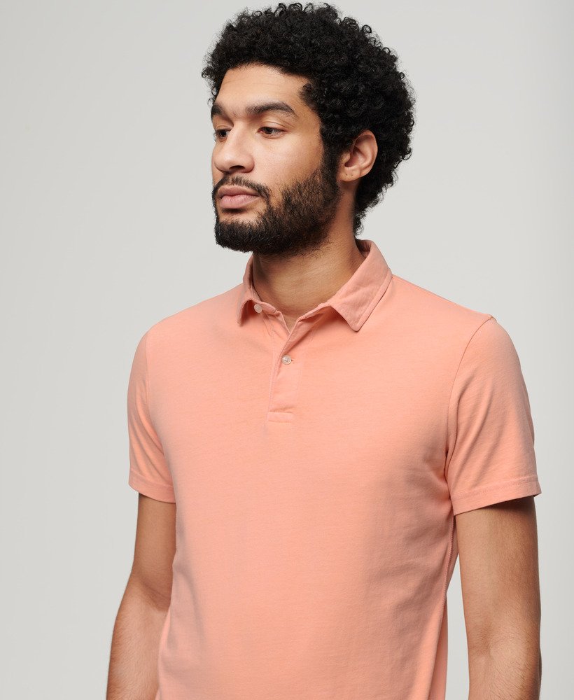 camisa polo jersey na cor rosa pêssego suave
