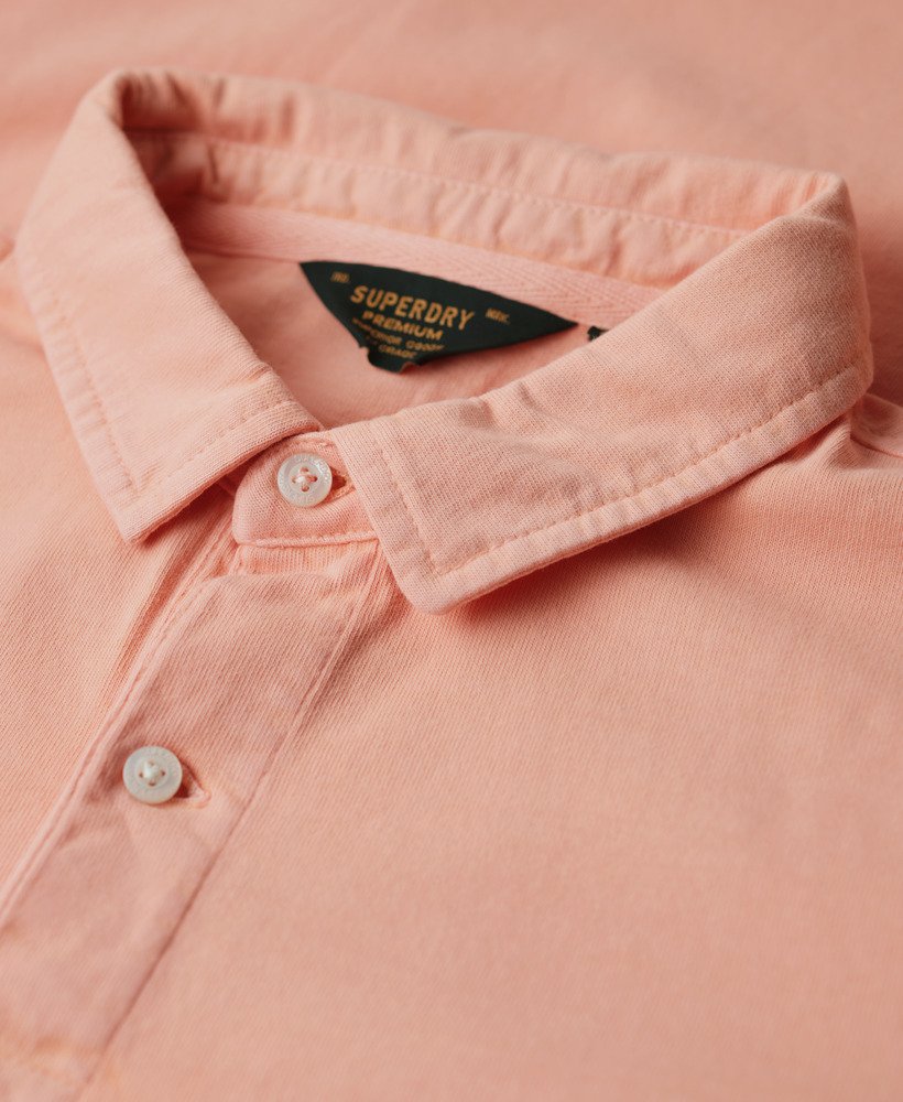 camisa polo jersey na cor rosa pêssego suave