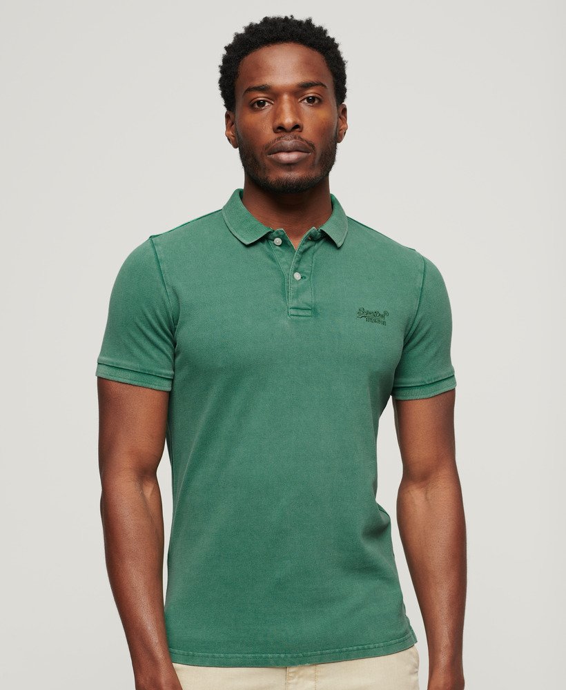camisa polo destroyed em verde samambaia claro