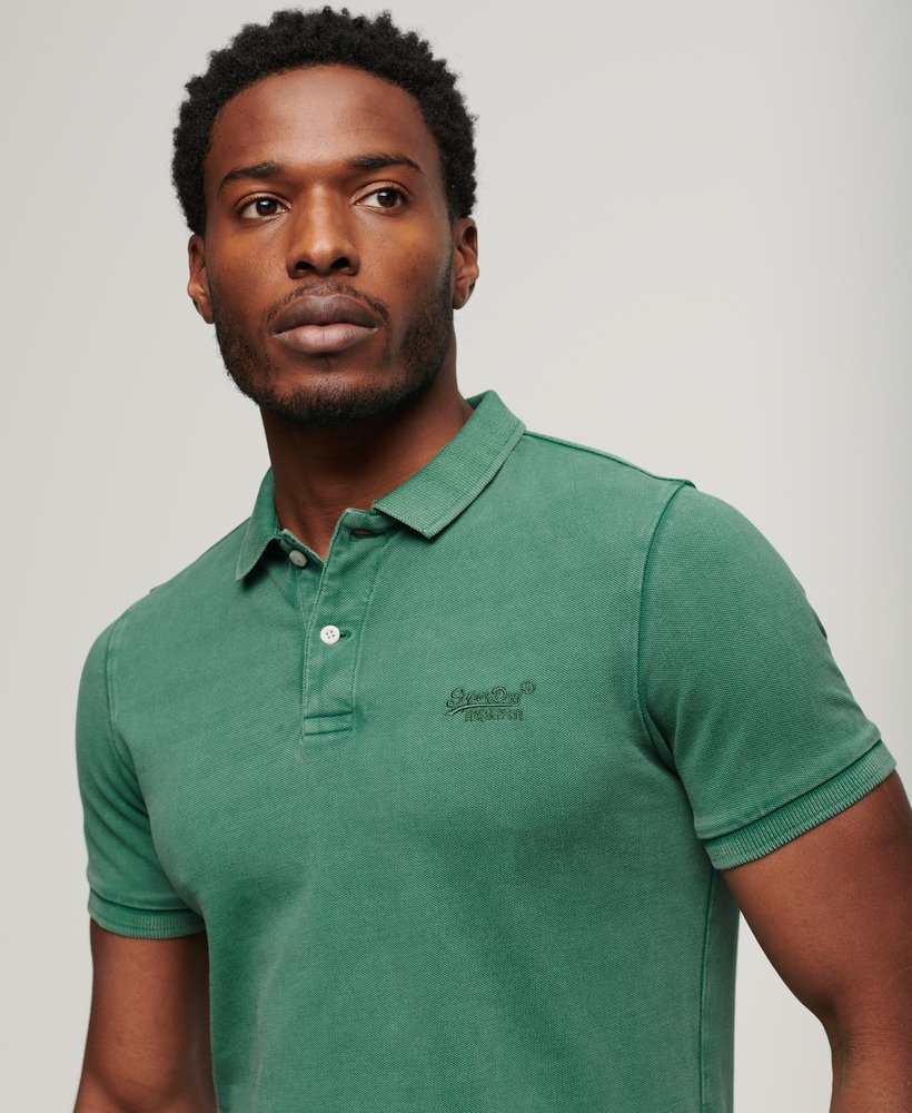 camisa polo destroyed em verde samambaia claro