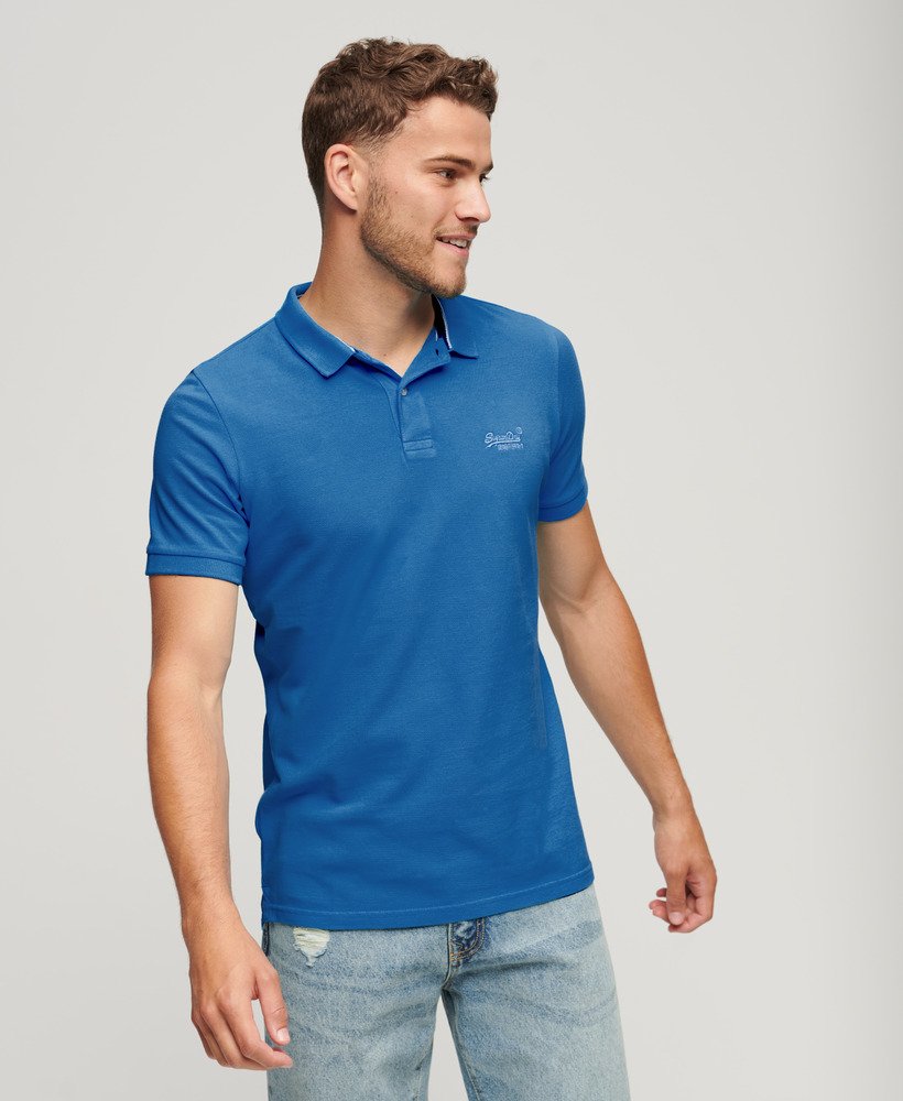 camisa polo destroyed na cor azul mônaco