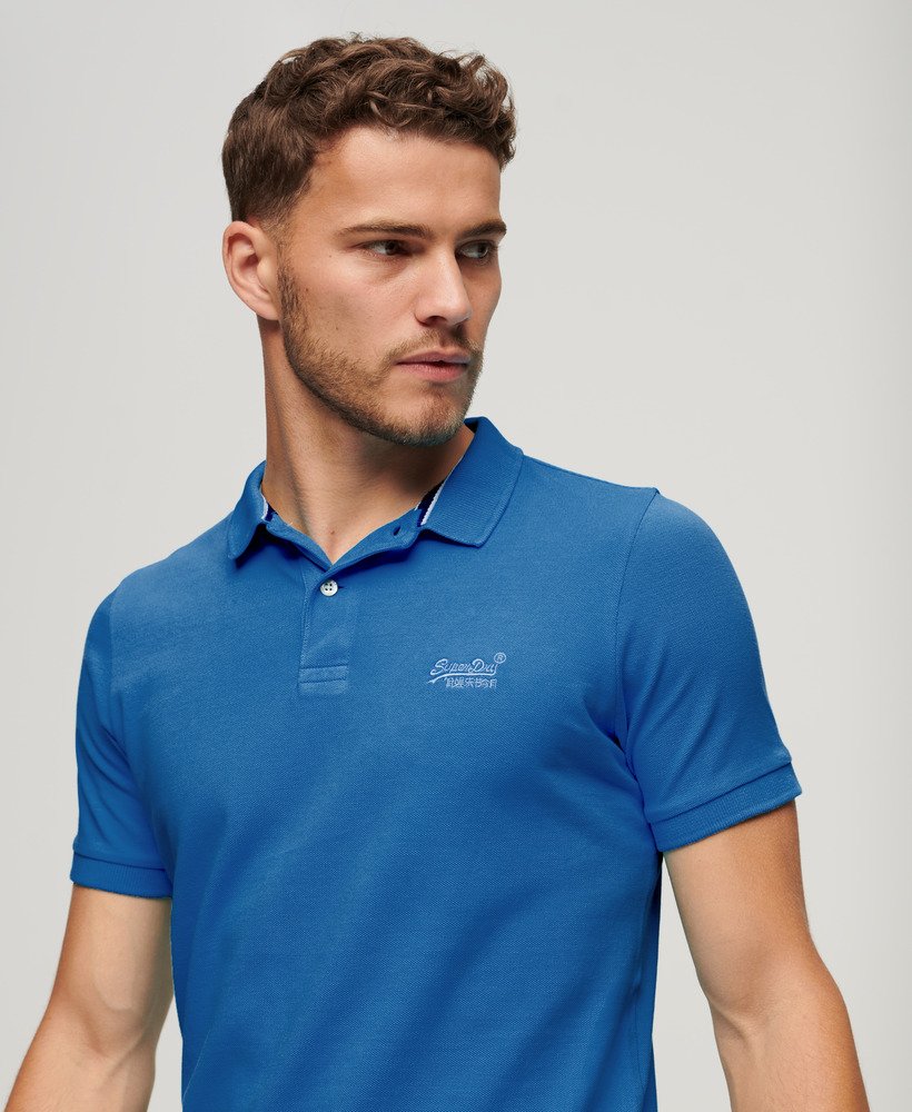 camisa polo destroyed na cor azul mônaco