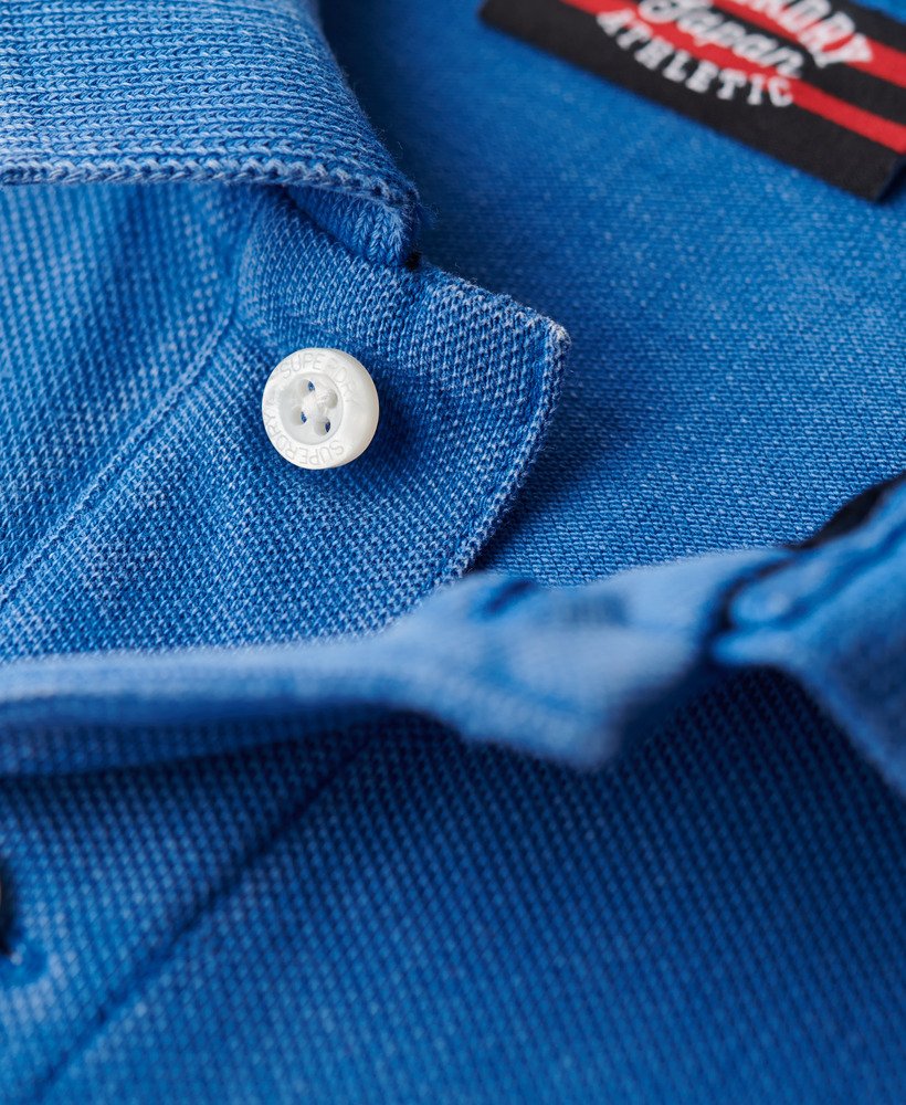 camisa polo destroyed na cor azul mônaco