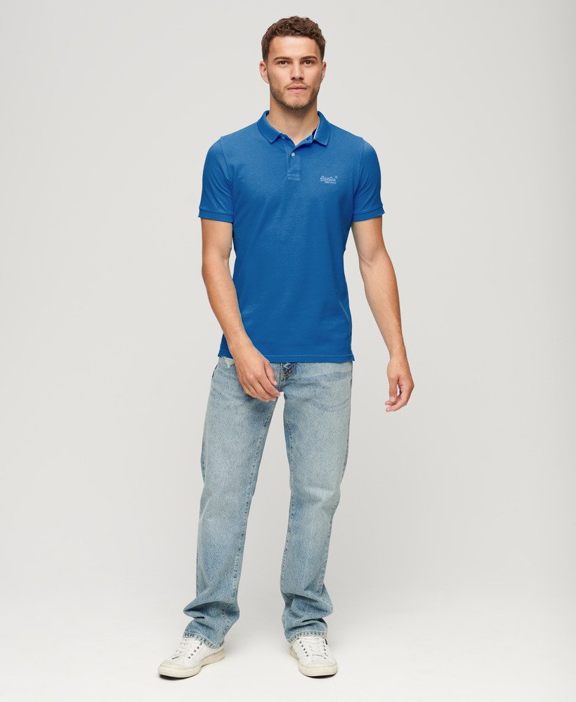 camisa polo destroyed na cor azul mônaco