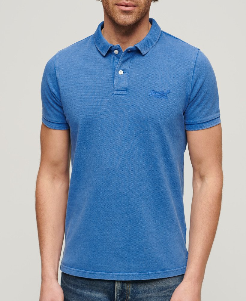 camisa polo destroyed na cor azul mônaco