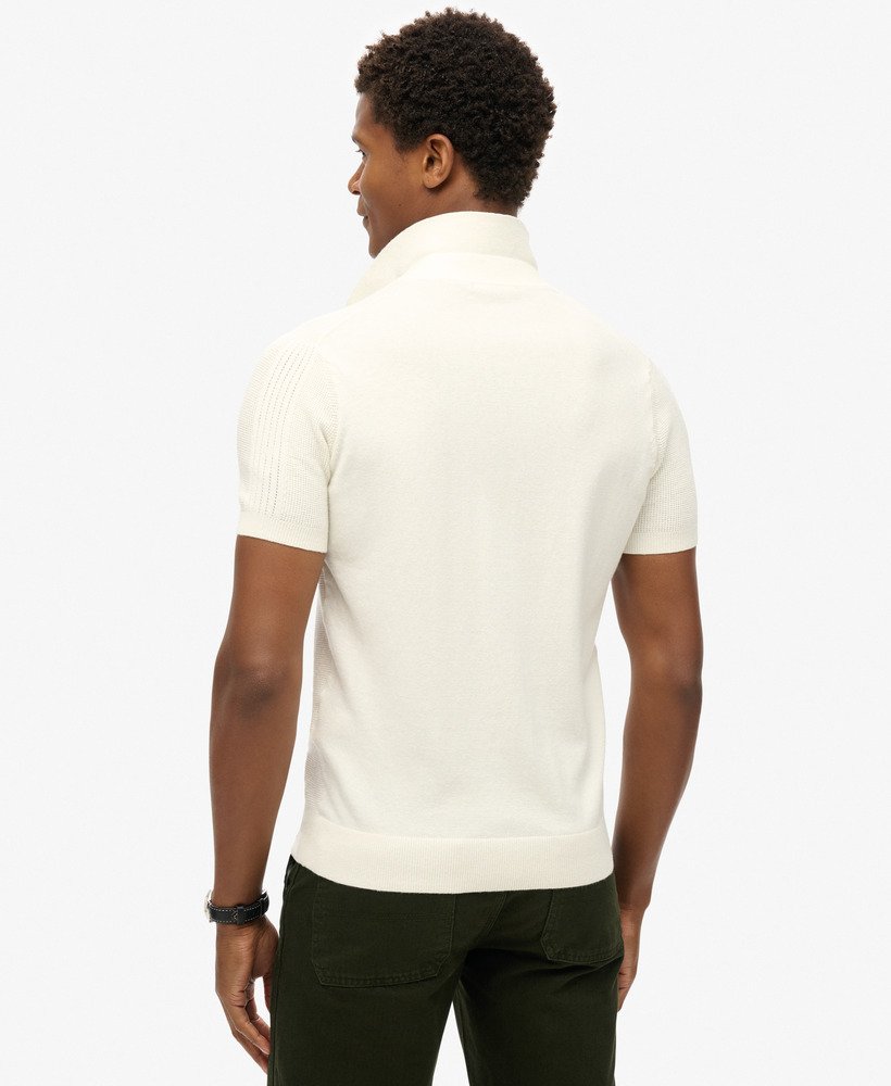 camisa polo de malha de manga curta na cor off white