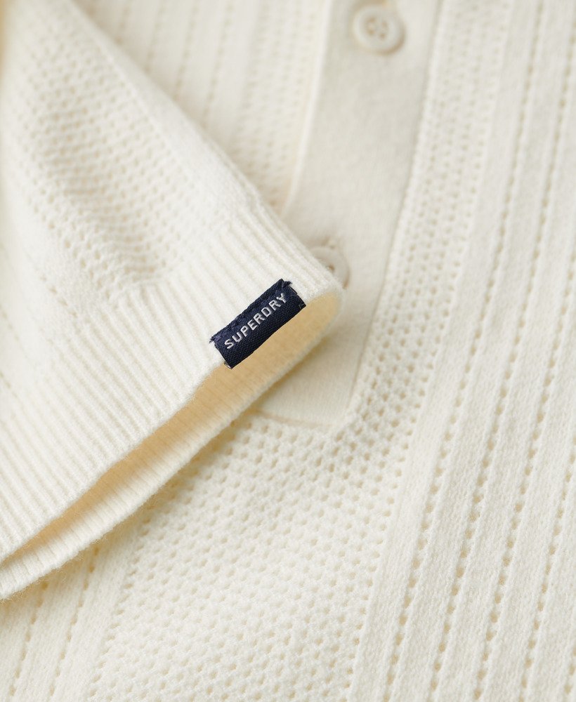 camisa polo de malha de manga curta na cor off white