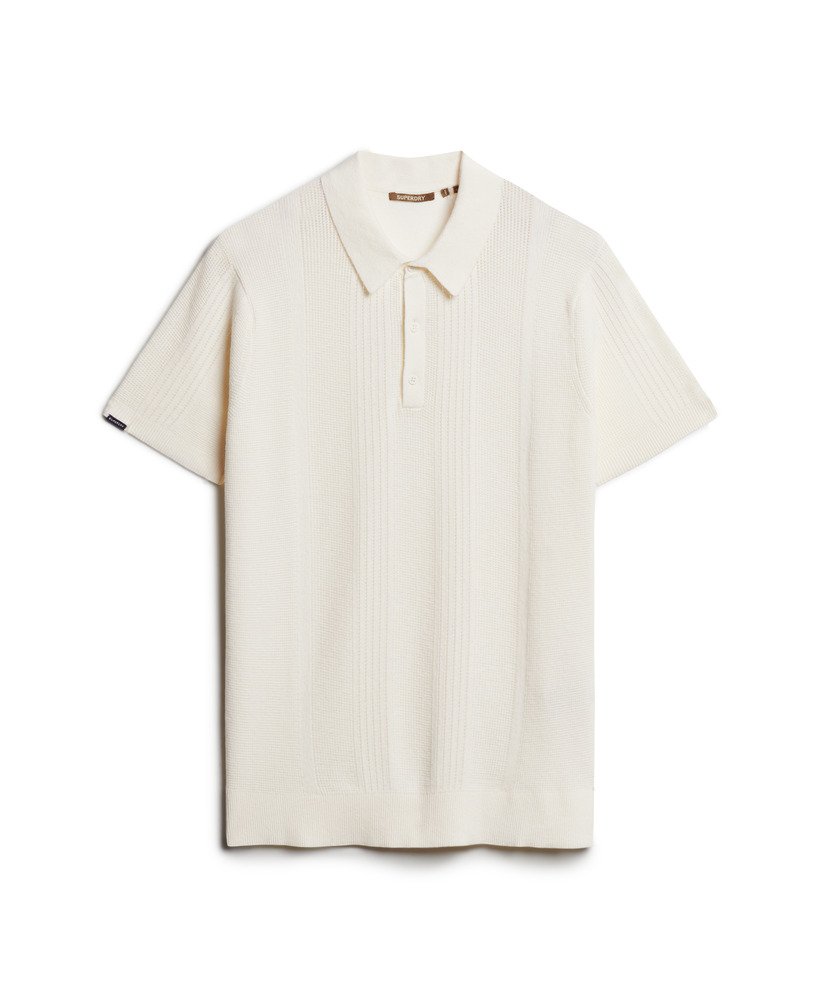 camisa polo de malha de manga curta na cor off white