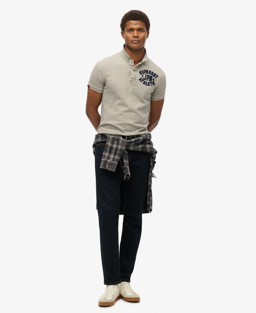 camisa polo esportiva vintage em cinza mescla claro