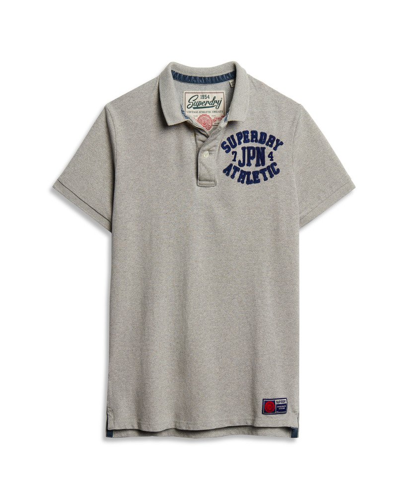 camisa polo esportiva vintage em cinza mescla claro