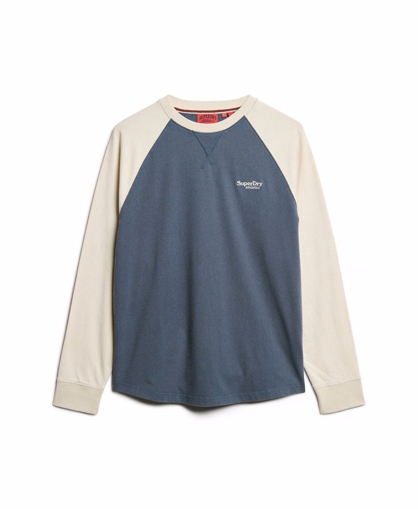 Camiseta de manga comprida estilo beisebol com logo essencial