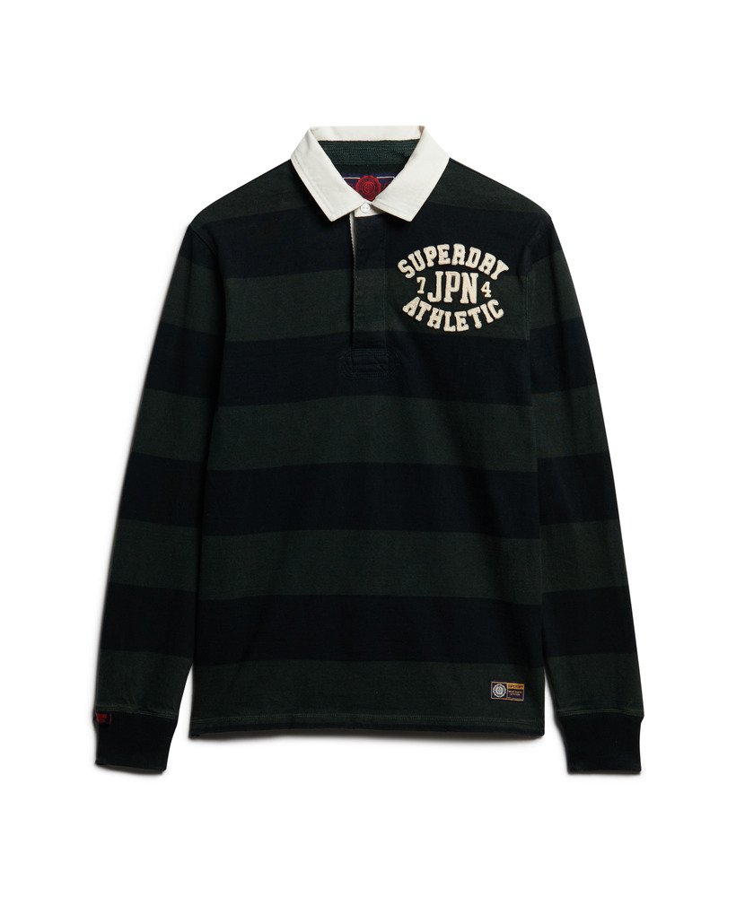 camisa de rugby esportiva em verde escuropreto lavado