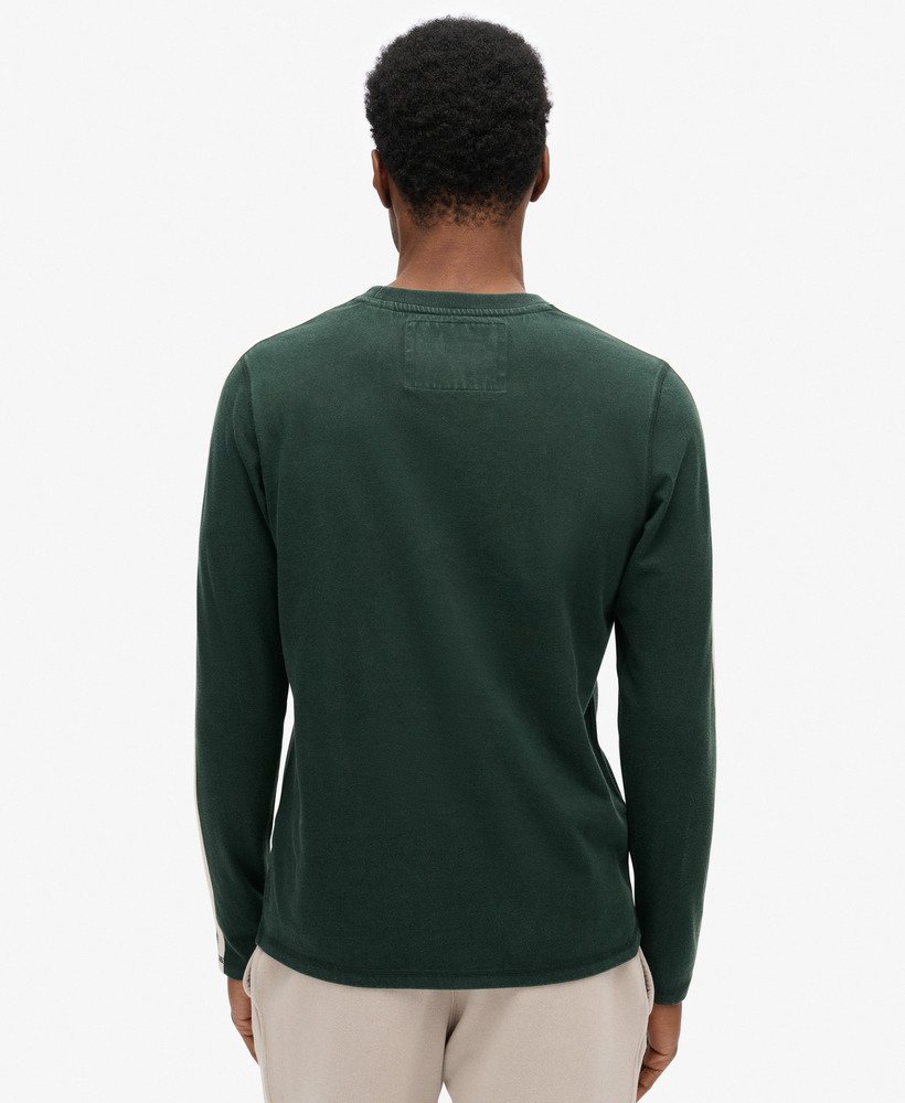 camiseta listrada de manga comprida vintage para atletismo na cor verde escuro academy.