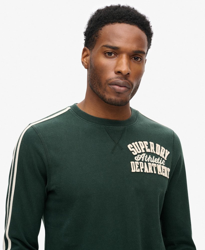 camiseta listrada de manga comprida vintage para atletismo na cor verde escuro academy.