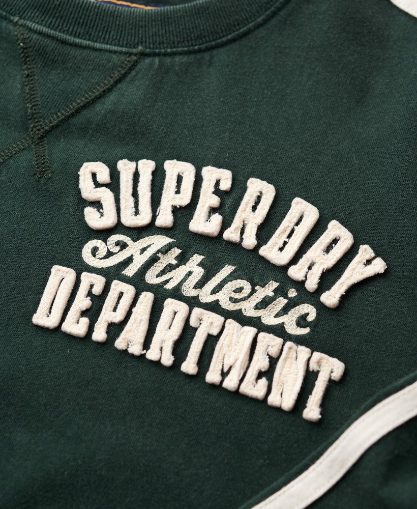 camiseta listrada de manga comprida vintage para atletismo na cor verde escuro academy.