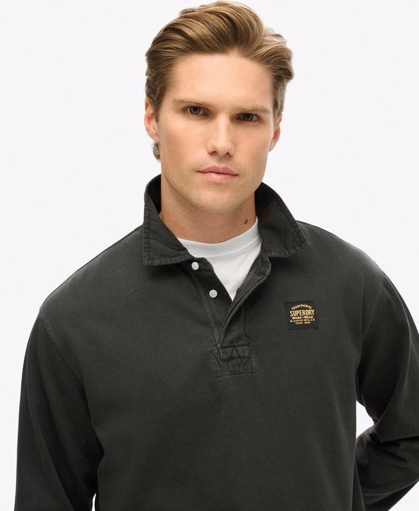 Camisa de rugby de manga comprida com costura contrastante