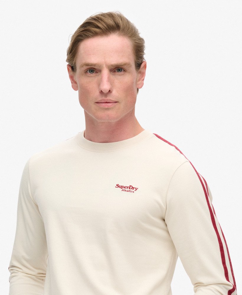 blusa de manga comprida essential logo retro na cor areia branca