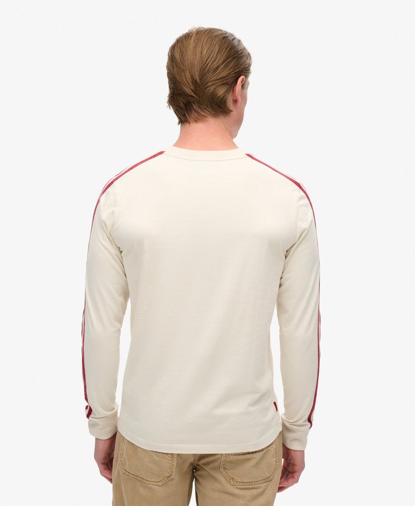 blusa de manga comprida essential logo retro na cor areia branca