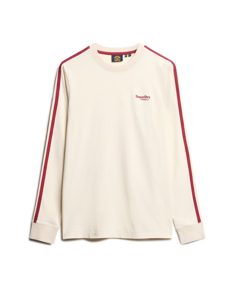 blusa de manga comprida essential logo retro na cor areia branca