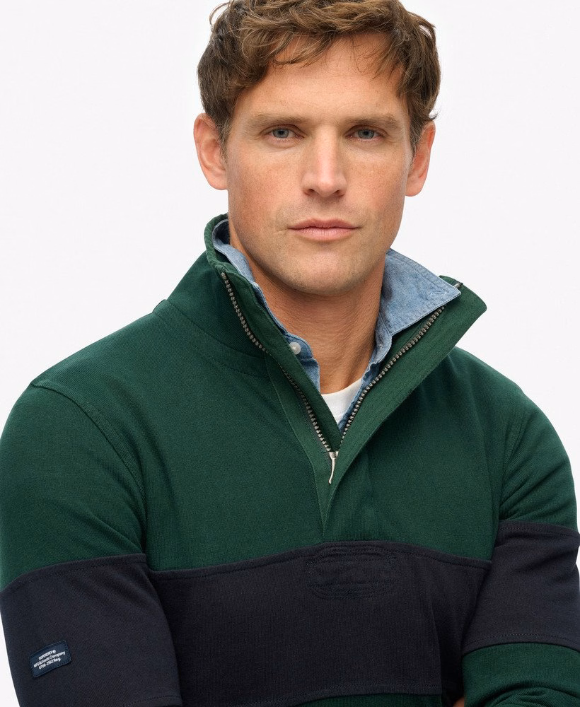 Camisa clássica de rugby com meio zíper