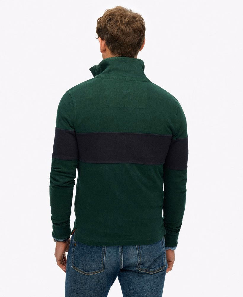 Camisa clássica de rugby com meio zíper