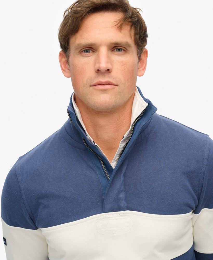 Camisa clássica de rugby com meio zíper