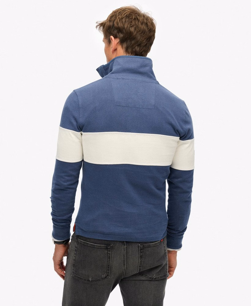 Camisa clássica de rugby com meio zíper