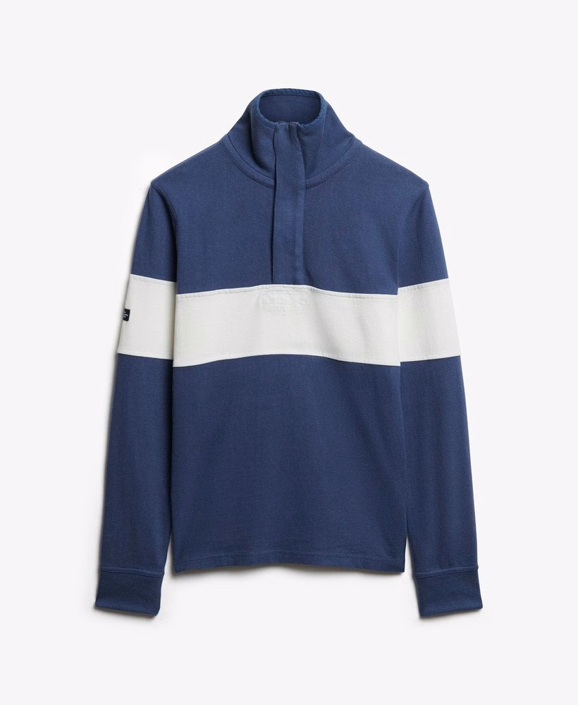 Camisa clássica de rugby com meio zíper
