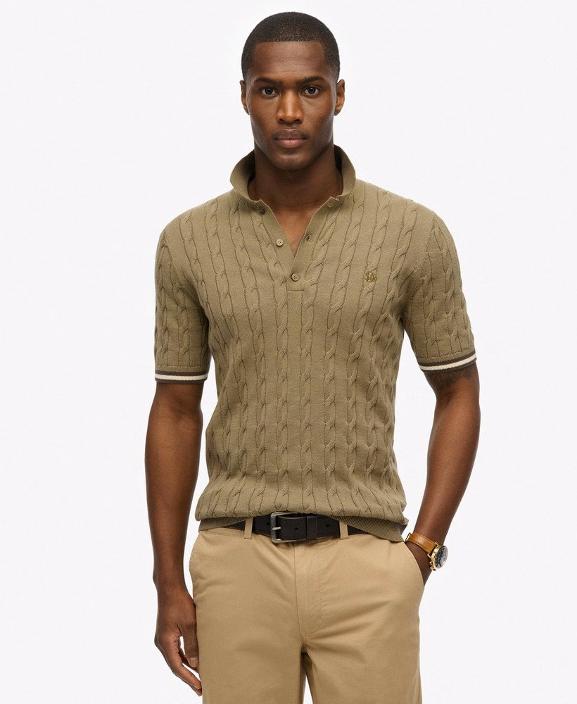 Camisa polo de manga curta com textura de tricô