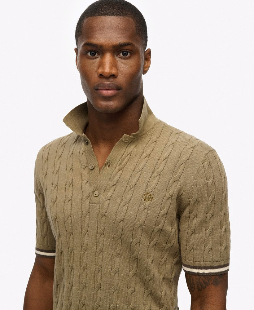 Camisa polo de manga curta com textura de tricô