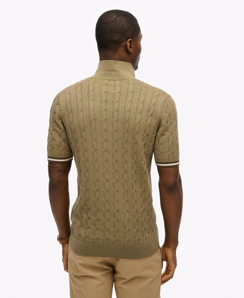 Camisa polo de manga curta com textura de tricô